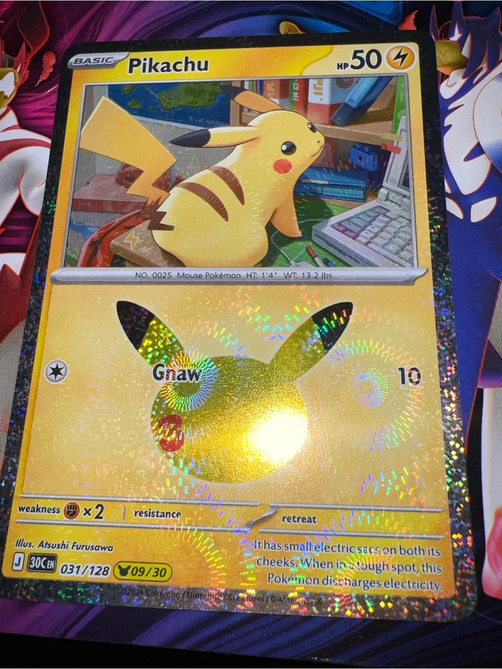 Pokemon Yellow Holographic Pikachu Trading Card